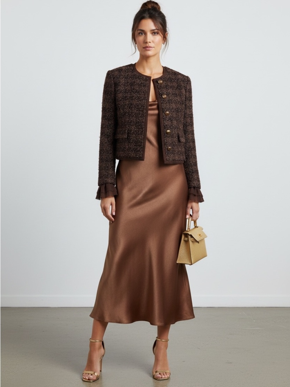 Veronica Beard Audrina Metallic Dark Currant Bouclé Boxy Jacket Gold Buttons 8